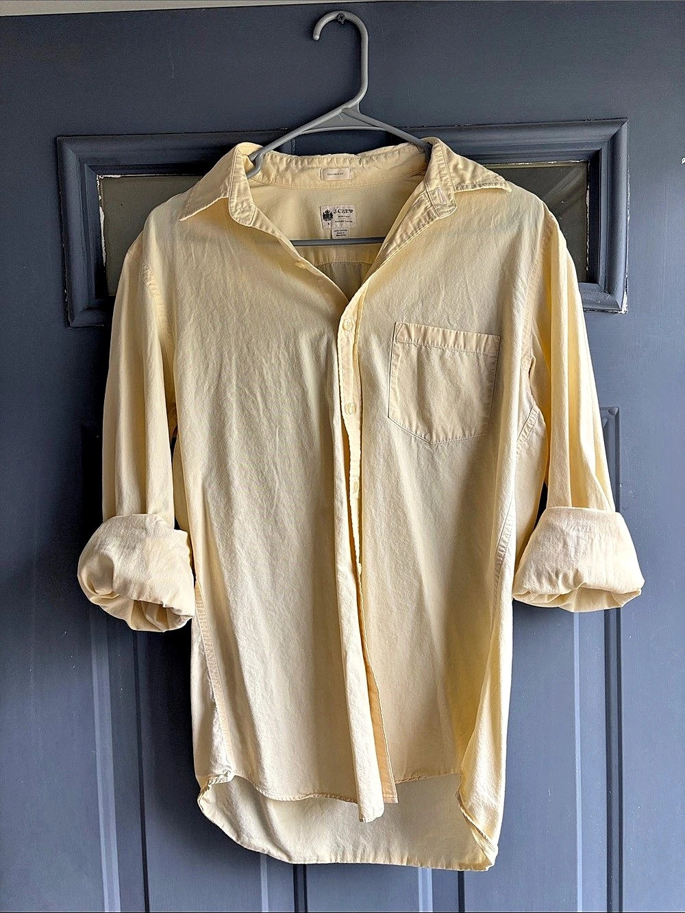 Vintage Ladies J.Crew Tailored Fit Washed Casual Shirt Cotton Yellow Small